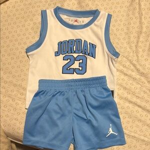 Jordan Blue and White Basketball Jersey